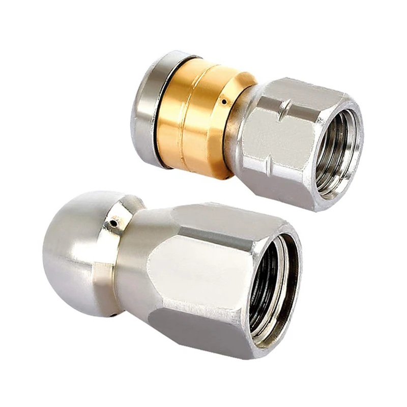 

Sewer Jetter Hose Nozzle,High Pressure Washer Hose Nozzle,1 Button Nose Nozzle & 1 Rotating Nozzle,1/4 Inch Pack Of 2
