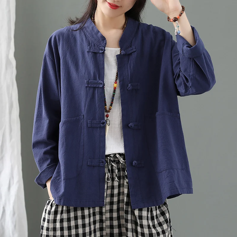 Liziqi Women Chinese Style Coat Tai Chi Kung Fu Tang Suit Retro Fashion Cardigan Jackets Top Oriental Clothing Shirt Lady Blouse