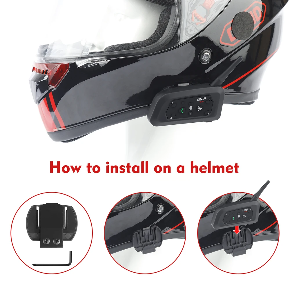 4Pcs Bluetooth 5.1 EJEAS V6 PRO Motorcycle Helmet Intercom Headset For 6 Rider Communicator 1200M Wireless Interphone Waterproof images - 6