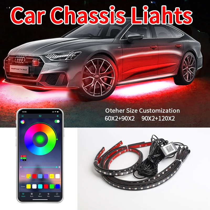 

Гибкая подсветка для автомобиля, фотолампа, водонепроницаемая неоновая подсветка, дистанционное управление через приложение, RGB, музыка, декоративная атмосфера