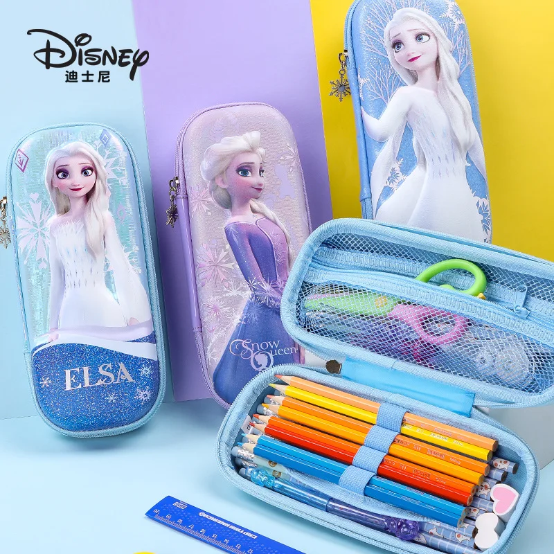 Disney Children's Stationery Box Multifunctional Frozen Student Cartoon Pencil Case 3d Stereoscopic Large Capacity with Zipper