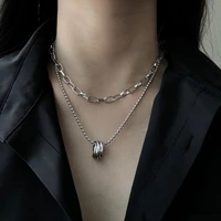 new fashion korean multi layer ring temperament necklace cold wind sexy collarbone chain necklace hip hop jewelry wholesale
