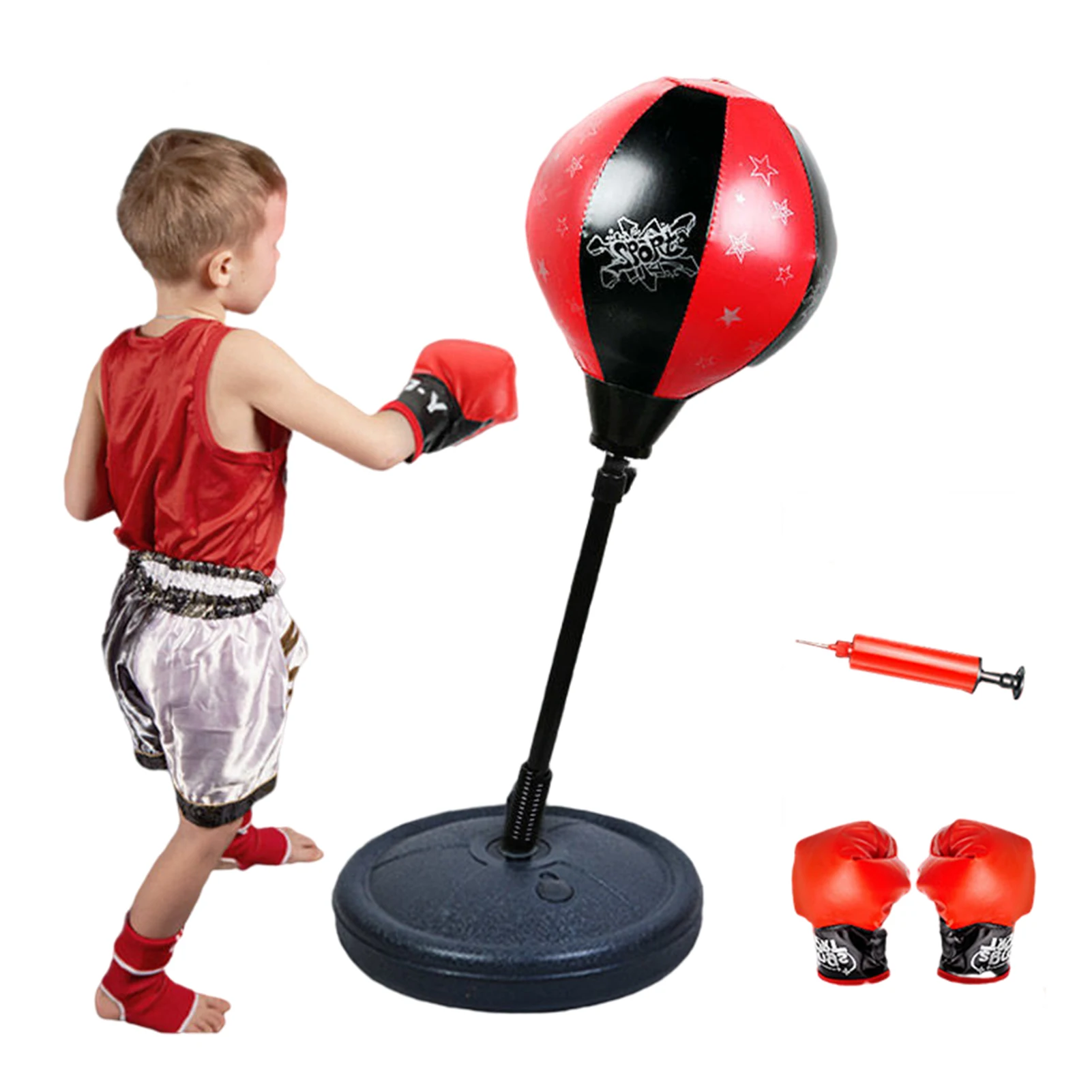 

Standing Punching Ball Children's Sandbag Kids Free Standing Punching Bag Toddlers Boxing Set With Gloves For 3-8 Years Old Kids
