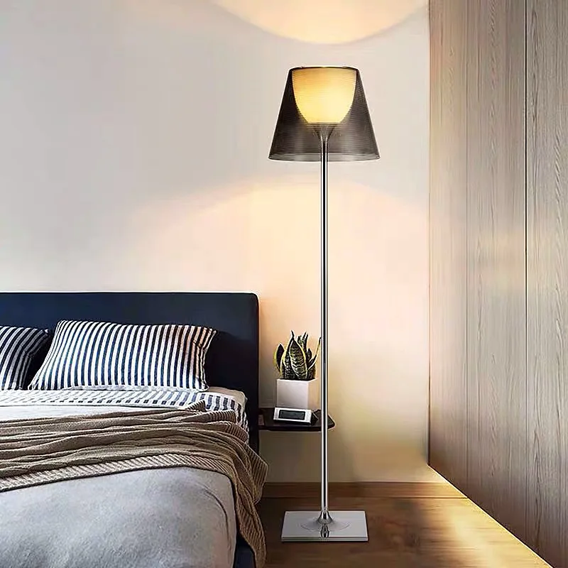 

Italian Chrome Acrylic Led Floor Lights Designer Simple Tall Stand Floor Lamp Living Room Decoration Bedroom Beside Table Lamp