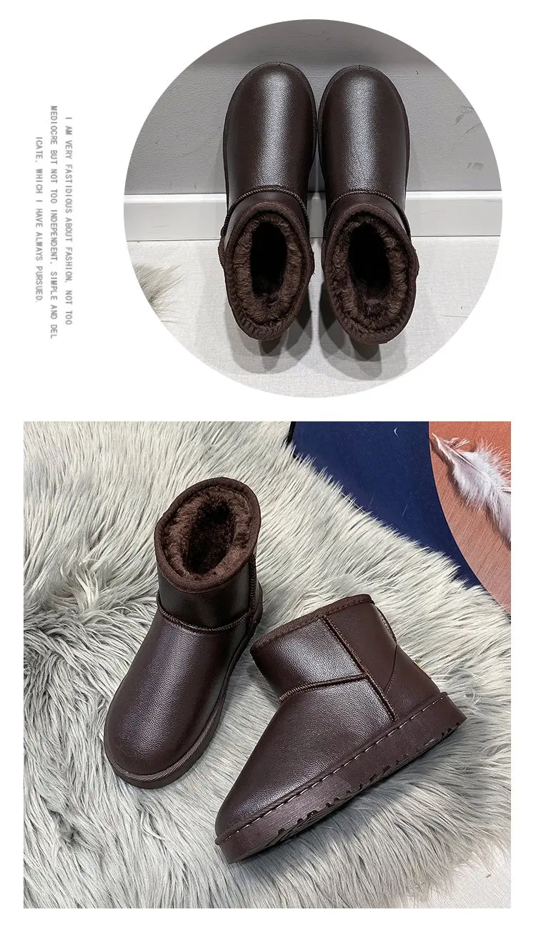 2022 Winter New Fashion Black Brown Short Boots Ladies Snow Boots Wild Warm Short Boots Women   Size 43 Women Shoes