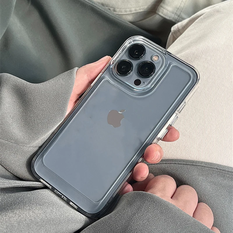 

Luxury Shockproof Clear Hard Case for iPhone 13 12 Pro Max 11 X XR XS 7 8 Plus Camera Lens Protective Transparent Soft Cover