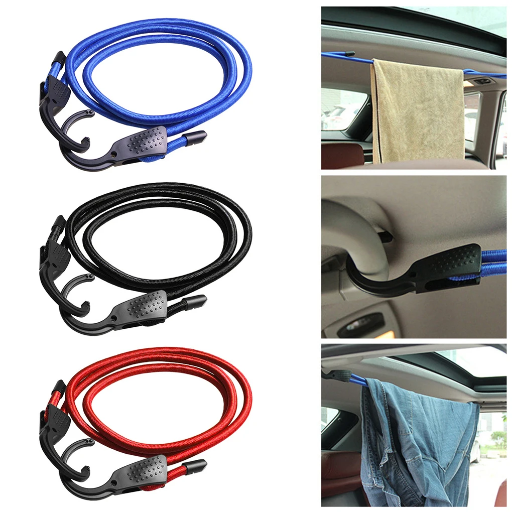 

1.5m Adjustable Car Luggage Rope Indoor Clothing Clothesline Car Elastic Plastic Hook Car Luggage Tent Ropes