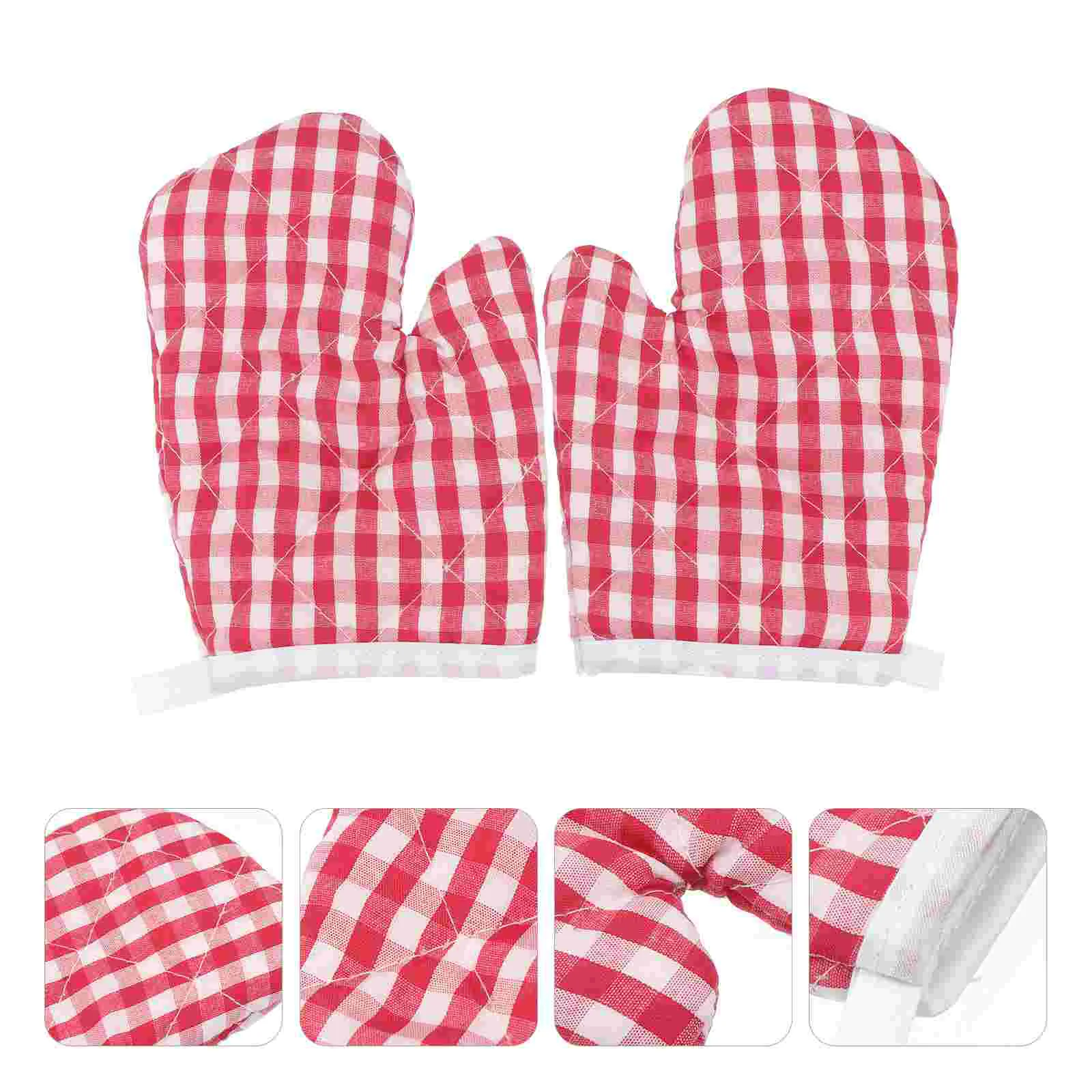 

Oven Gloves Mitts Kids Baking Mittens Kitchen Heat Mitt Children Microwave Resistant Pot Cooking Bbq Grilling Hot Barbecue Set