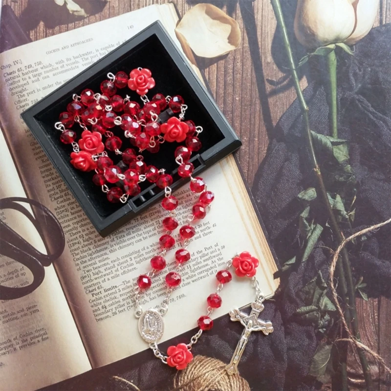 Розовые четки католическое ожерелье для креста кулон религиозные молитвенные