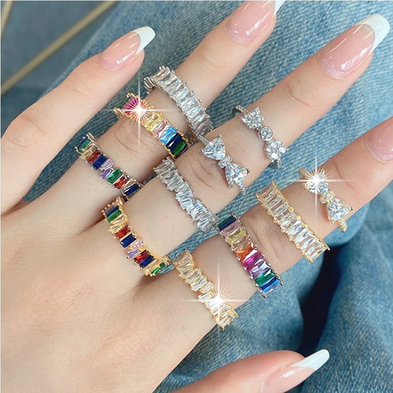 

Luxury Brazilian Style Multi-color Zirconia Ring Beautiful High Quality Women's Jewelry CZ Crystal Engagement Surprise Gift 2023