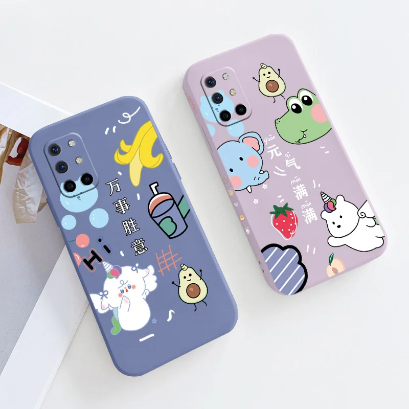 

Ultra Thin Cartoon Elephant Liquid Silicone Case For Oneplus 8t 9 9pro pro Camera Lens Protection Shockproof Phone Case Funda