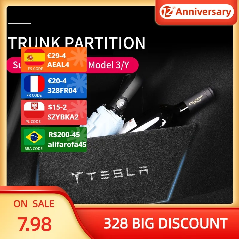 

Model3 Y Trunk Boot Baffle For Tesla Model 3 Accessories 2021 Trunk Partition Parts Car Tail Box Storage Baffle Model Three