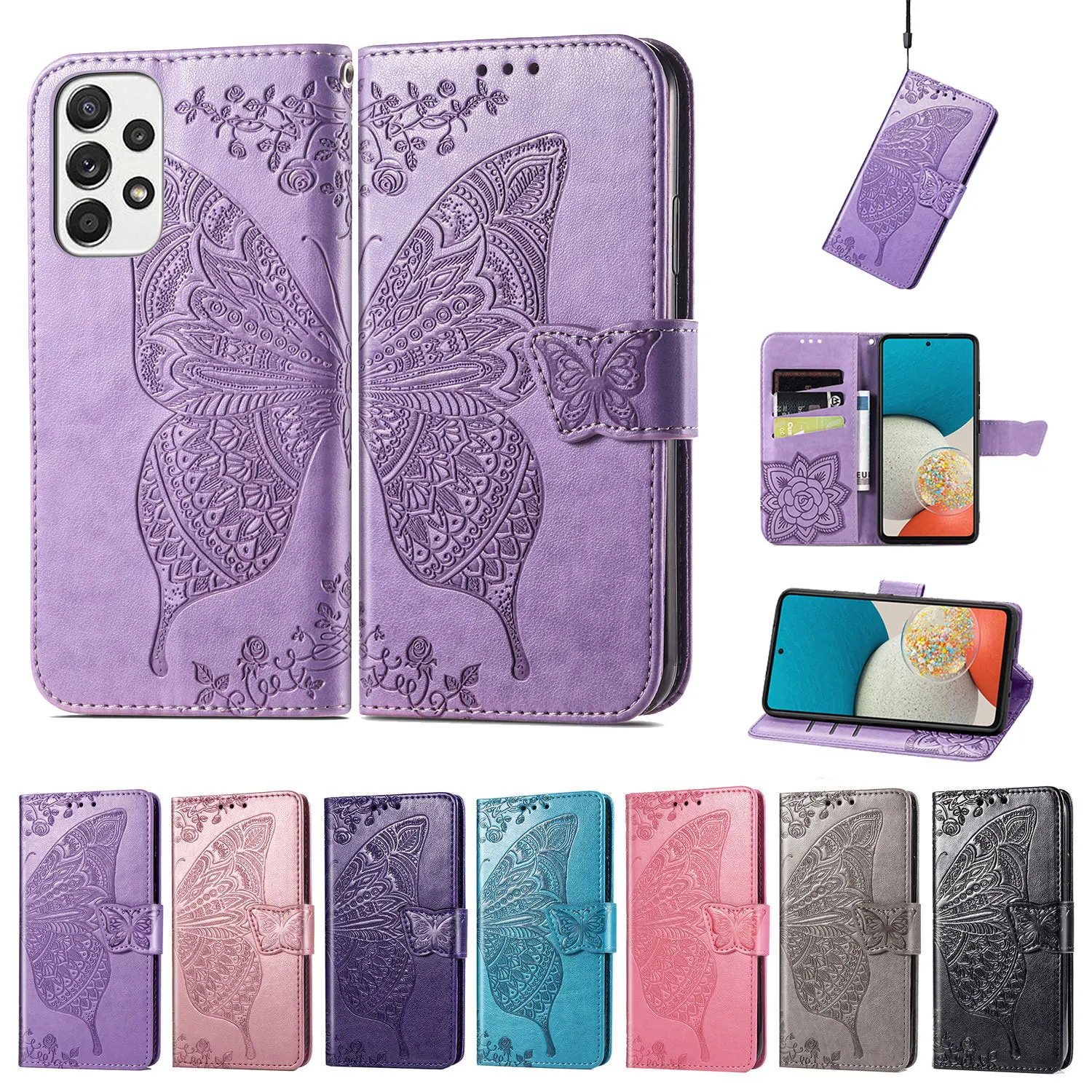 Чехол-бумажник с бабочкой для Samsung Galaxy F62 F54 F04 F14 F23 F42 F52 5G F41 X Cover6 Pro, Магнитный кожаный защитный чехол для телефона