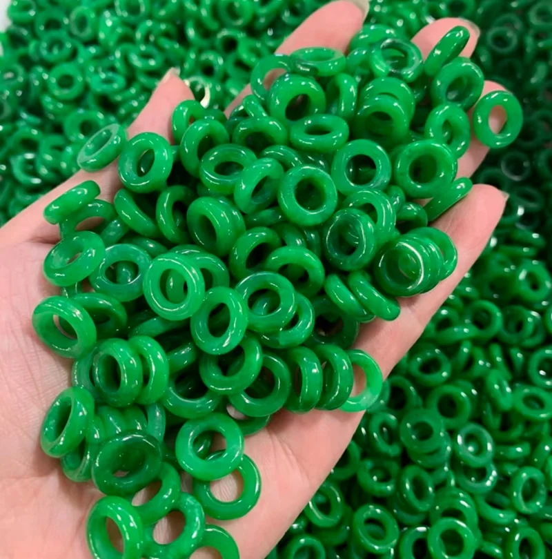 

13mm Green Jades Doughnut Beads For Jewelry Making Diy Bracelet Charm Necklace Emerald Myanmar Jadeite Abacus Bead Accessories