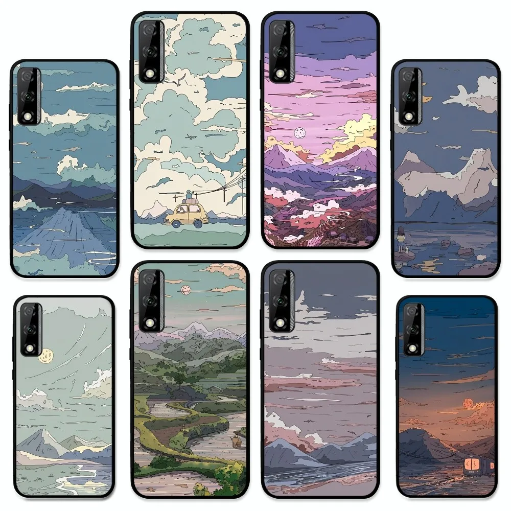 

Paint illustration landscape Phone Case For Huawei Y9 6 7 5 Prime Enjoy 7s 7 8 plus 7a 9e 9plus 8E Lite Psmart Shell
