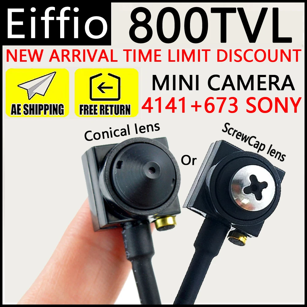 

800TVL Super Small Size HD CCTV Mini Camera 1/3"CCD Sony Effio Sensor have Audio Color Security camera 3.7mm Cone/Screw Cap Lens