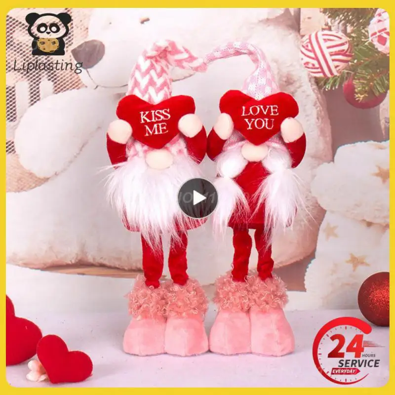 

2022 Valentine's Day Rudolph Soft Plush Doll Couple Love Gift Home Decors Cute Faceless Dwarf Doll Window Props Fashion Ornament