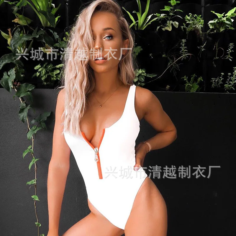 Новое бикини цельный сексуальный ремень ZipperbikiniSwimsuit для женщин