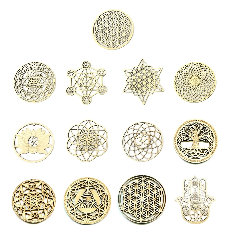 

Настенная художественная скульптура с священным геометрическим рисунком 14 см, дерево жизни, магнитная медитация, чакра, деревянная кристал...