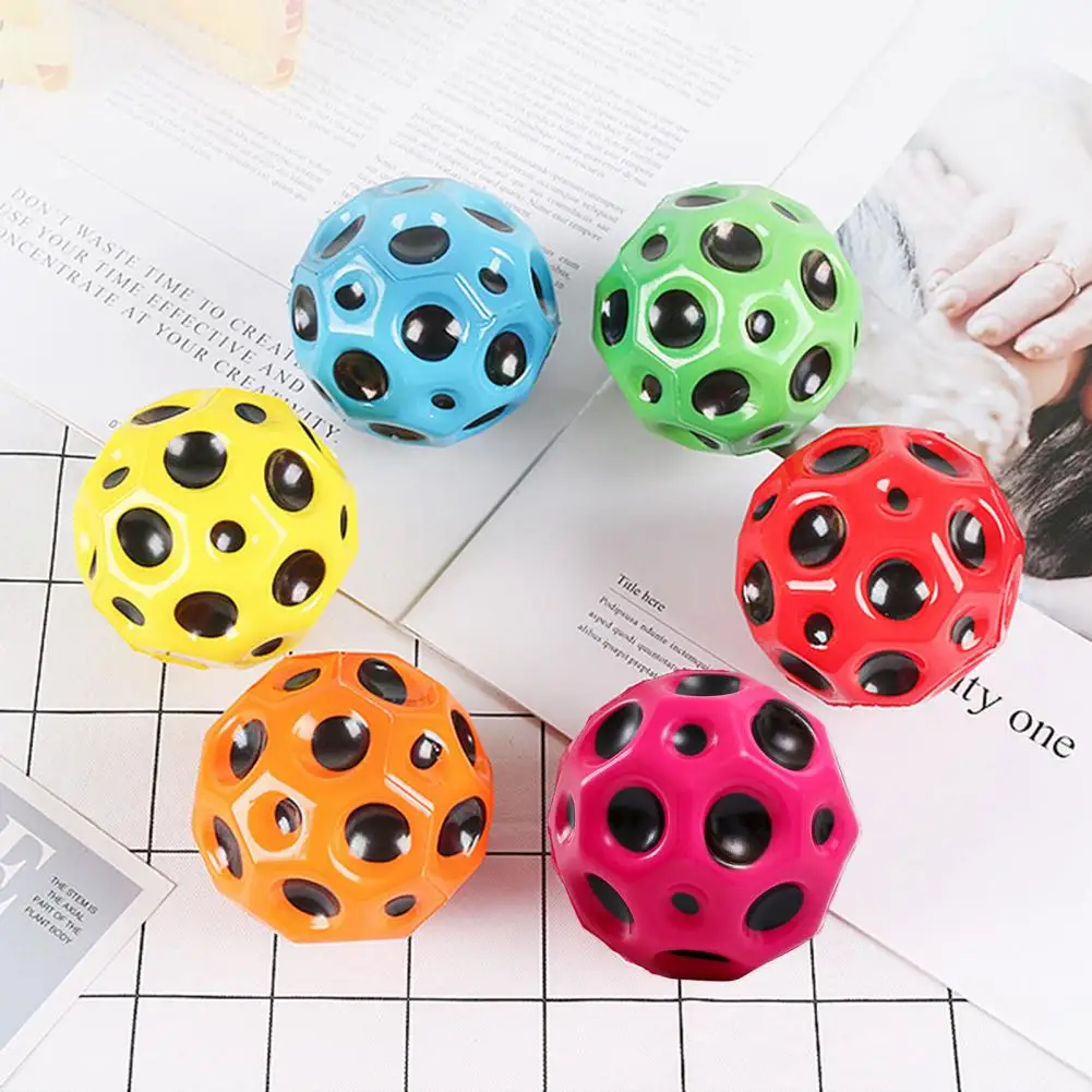 

Toy Balls Fashion Elastic Ball Compact Bouncy Ball Anti-fall Ergonomic Design Moon Shape Porous Bouncy Ball Kids Indoor Toy