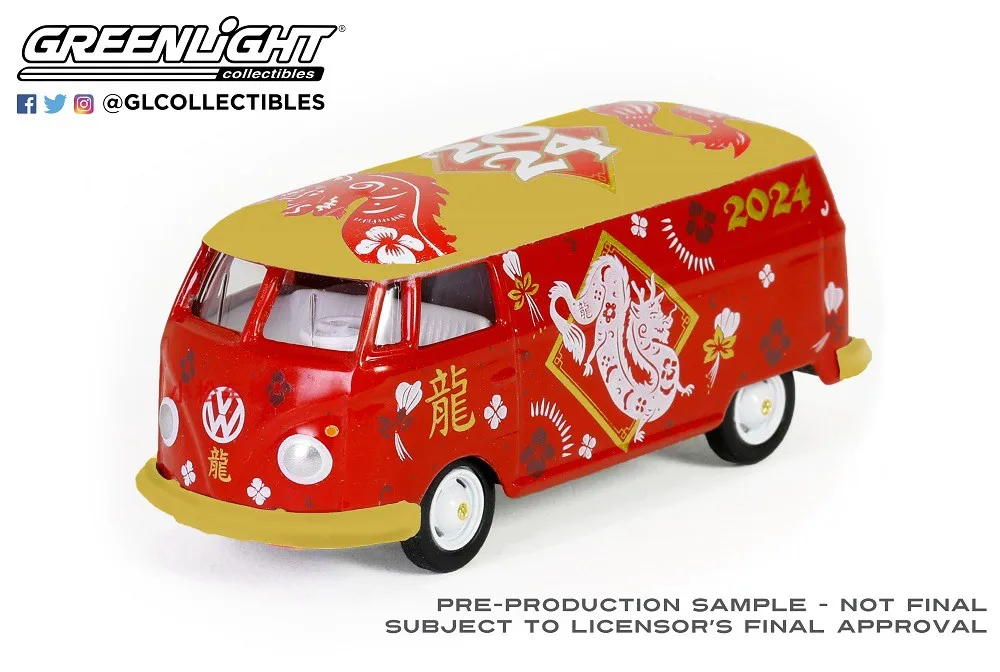 1:64 2024 Volkswagen Тип 2 панели фургона высокой имитации модель автомобиля из сплава