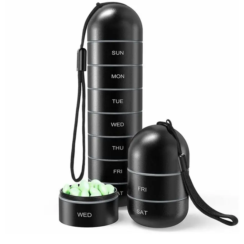 

Металлический влагостойкий Еженедельный органайзер для таблеток, водонепроницаемый алюминиевый контейнер для таблеток, держатель для таблеток, аптечка