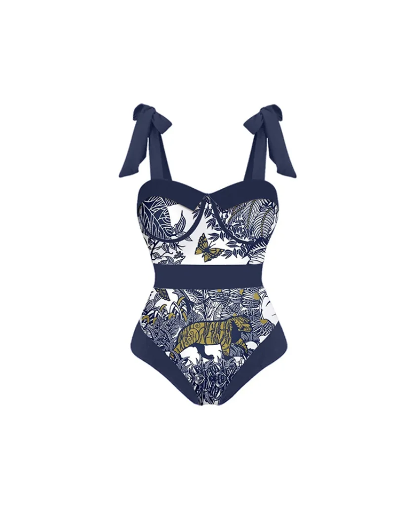 Animal Prints Lace-Up Bikini Sets Swimsuit & Skirt Women One Piece Brazilian Holiday Push Up Swimwear