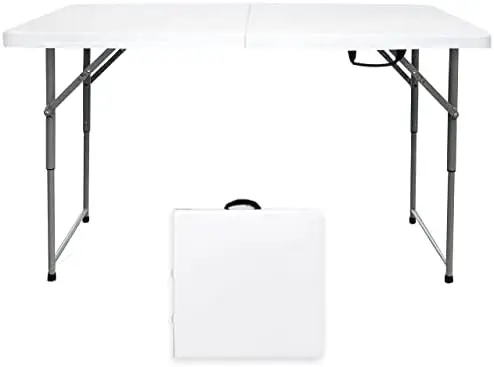 

Складной столик с регулируемой высотой, складной портативный пластиковый маленький столик для карт длиной 4 фута с ручкой, швейная фотокамера для пикника