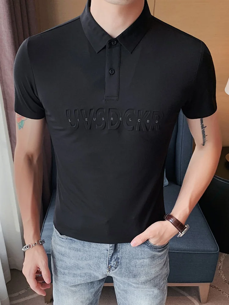 

Summer Men Polo Shirt 2022 Short Sleeve Turn Down Collar Tee Shirts Lapel Solid Color All Match Polos Male Basic Breathable Tops