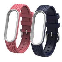 strap for xiaomi mi band 6 5 silicone anti sweat carbon texture replacement wrist strap for miband 3 4 bracelet accessories