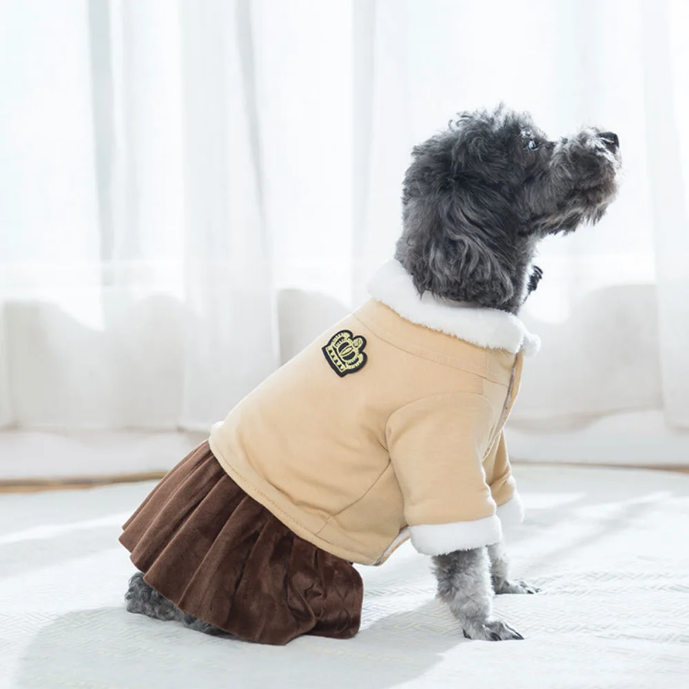 Puppy Clothes Winter Autumn Warm Dress Small Dog Fashion Wool Sweater Cat Sweet Thick Skirt Cute Coat Yorkshire Bulldog Poodle