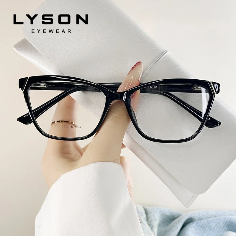 Фото LYSON текстурированные прямоугольные очки для чтения TR90 женские очки с защитой от синего света для близорукости и дальнозоркости повседневная одежда оптические очки №5