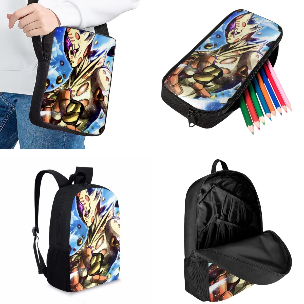 Jackherelook Anime Jojo no Kimyō na Bōken Kids Fashion School Bags Set Casual Practical School Backpacks Kids Boys Travel Bag