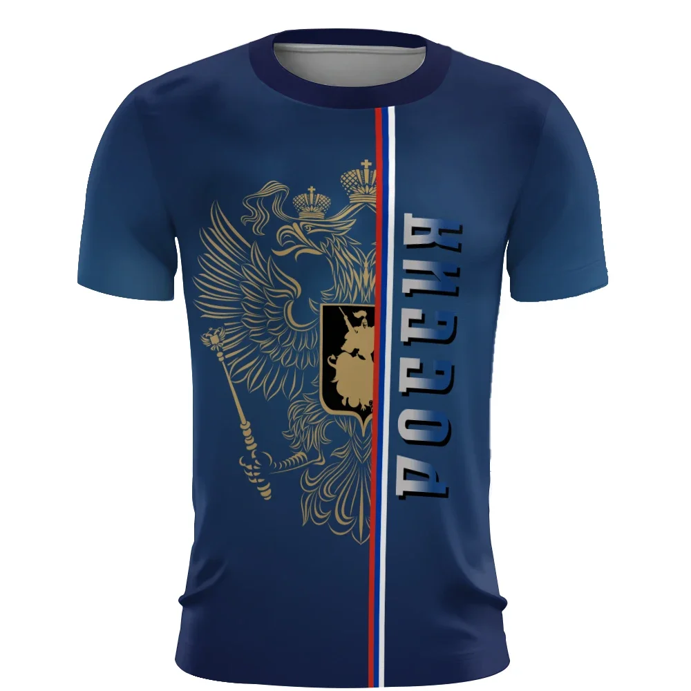 Русская мужская футболка с 3D русским флагом короткими рукавами большого размера