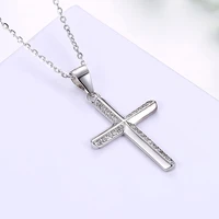 sterling silver necklace fashion diamond set boutique jewelry simple cross pendant necklace