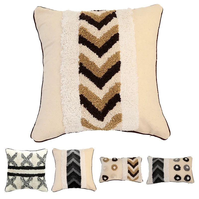 

Tufted Cotton And Linen Cushion Cover Neutral Decoration Pillowcase For Sofa Bed Room Living Room