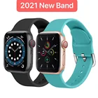 Ремешок силиконовый, совместимый с Apple watch series 7, 6, 5, 4, 3, 2, SE, 44 мм, 40 мм, 42 мм, 38 мм, для замены ремешка