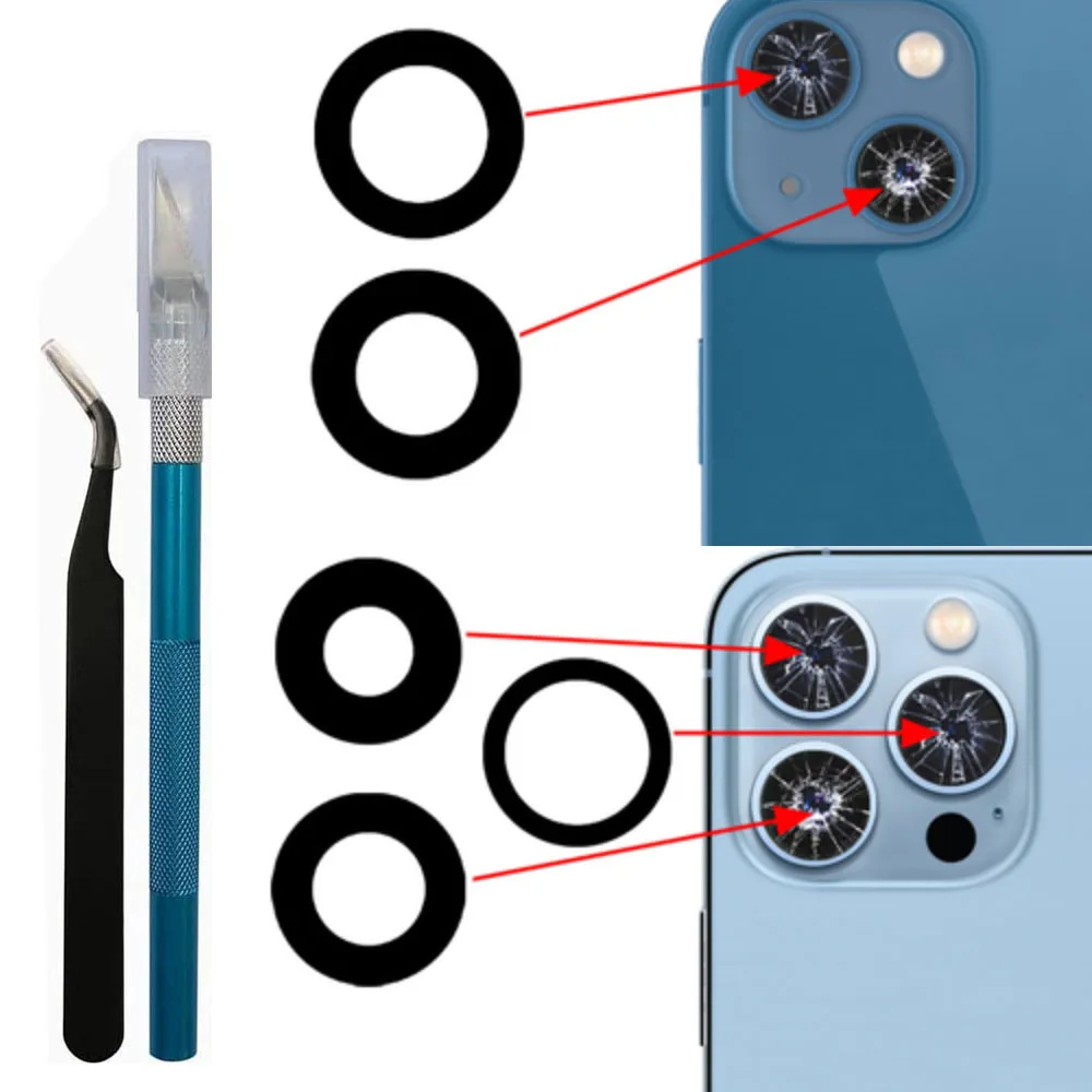 

Back Rear Camera Glass Lens with Adhesive And Repair Tool Kit For iPhone X XR XS 11 12 13 Mini Pro Max Replacement