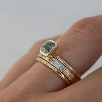 3pcsset fashion women ring fashion gold color engagement rings wedding party jewelry