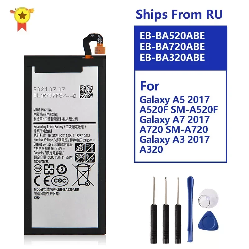 

Replacment Battery For Samsung Galaxy 2017 Edition A5 2017 A520F SM-A520F EB-BA520ABE A7 2017 A720 SM-A720 A3 2017 A320