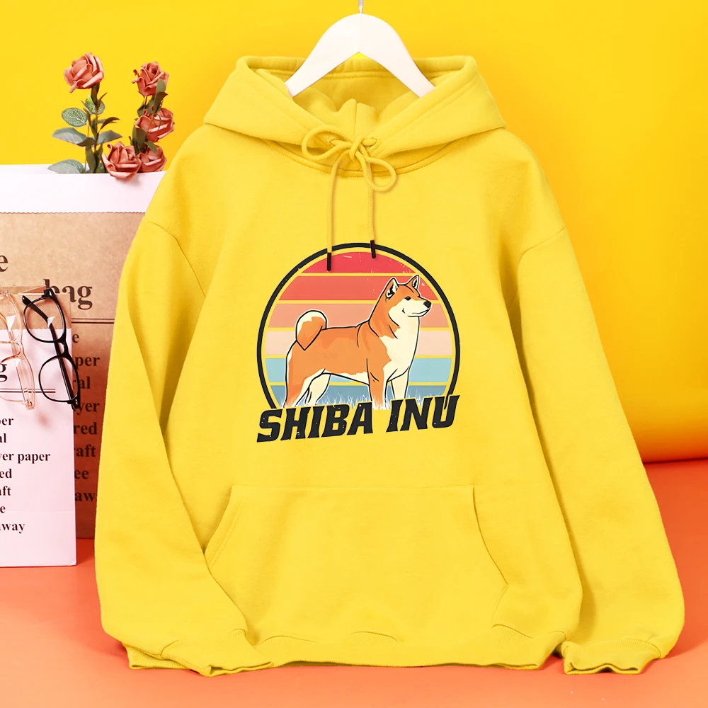 

Cute Yellow Shiba Inu Print Women Hoodies Graphics Zipper Hoodie Harajuku Simplicity Hooded Personality Pocket Streetwear Woman