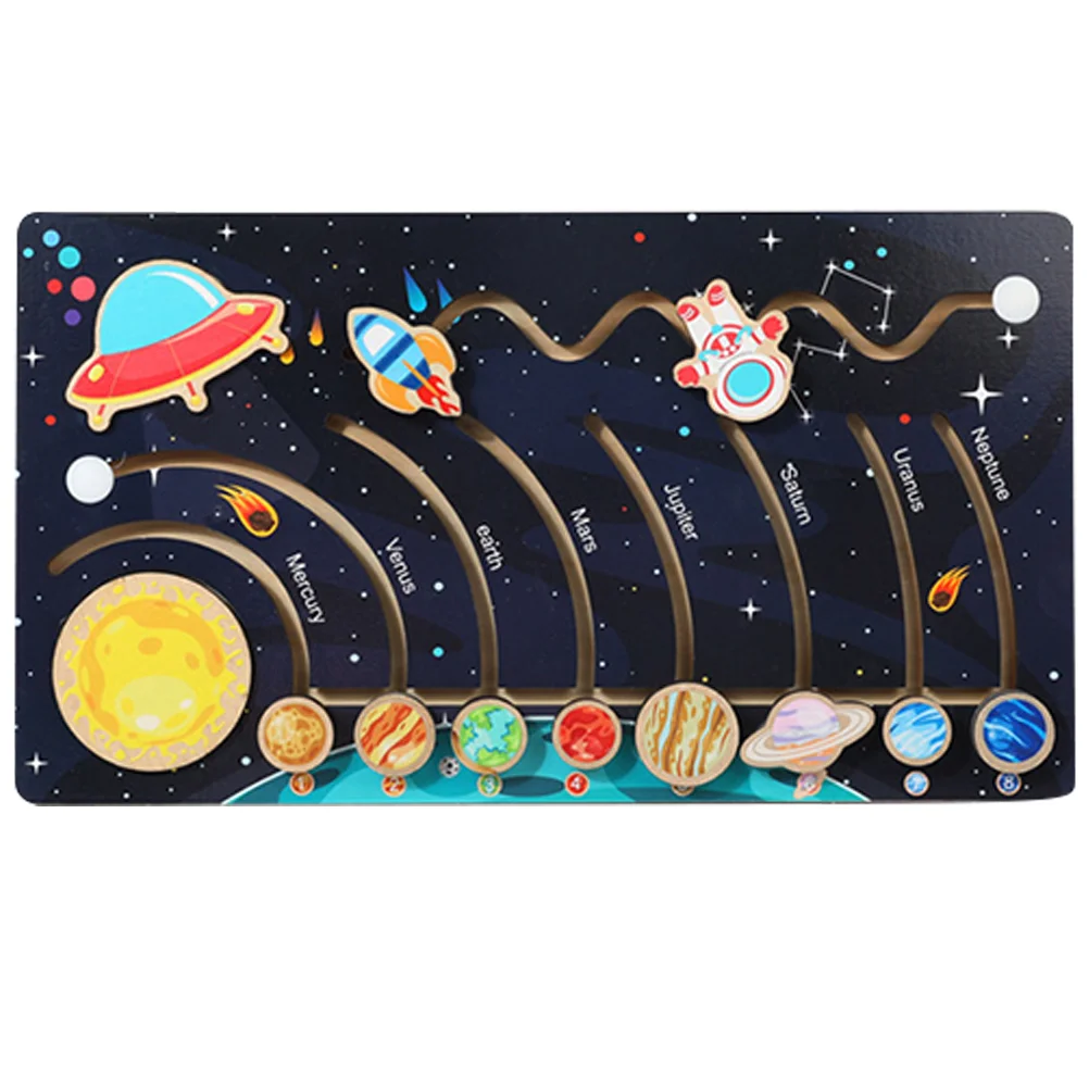 

1 Set Solar System Puzzle Toddler Toy Space Planet Cognition Toy Wooden Solar System Planet Puzzle