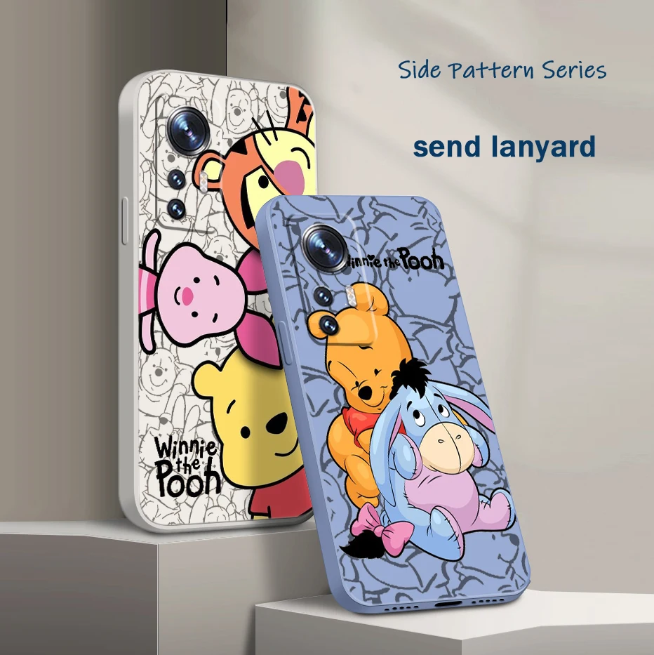 

Disney Winnie The Bear For Xiaomi Mi 13 12T 11i 11X 10S 10 Pro Lite Ultra 5G Liquid Rope Silicone Phone Case