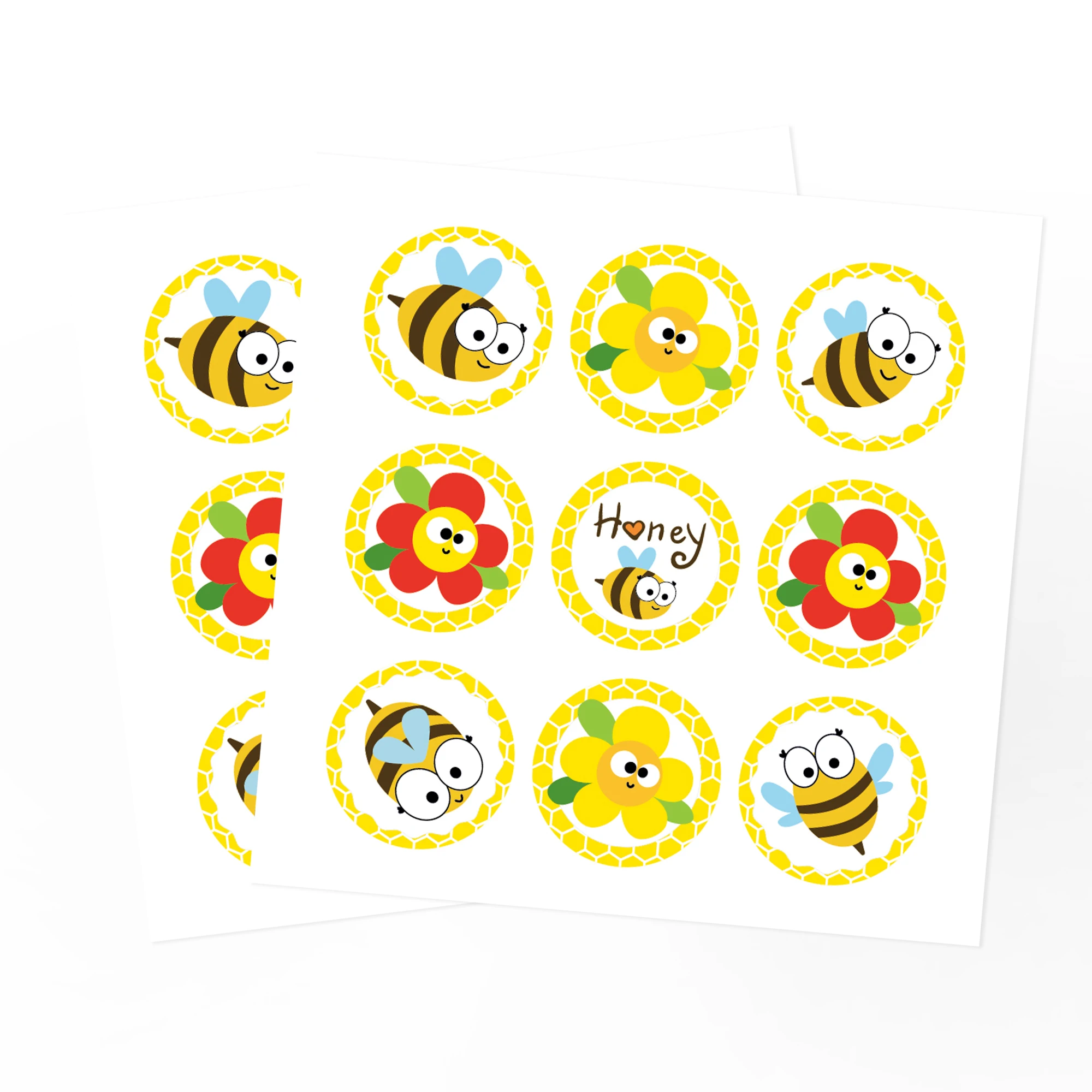 

KK016 180pcs Cartoon Animal Honey Bee Spring Birthday Party Gift Bags PVC Stickers for Biscuit Cake Bottle Waterproof Decors