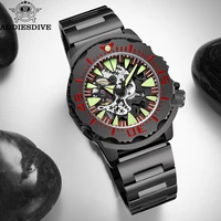 addiesdive automatic mechanical watch mens ad2103h luxury skeleton sapphire waterproof 316l stainless steel watch reloj hombre