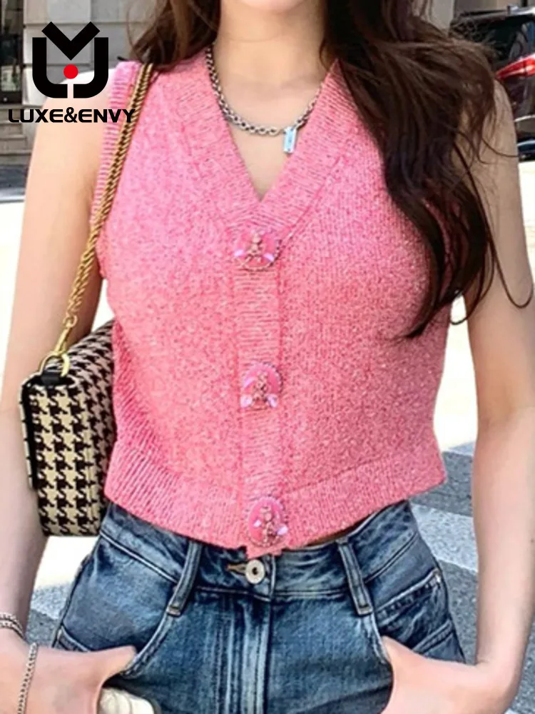 

Роскошный розовый жилет & ENVY, Новинка лета 2023, французская Роскошная верхняя одежда, Универсальный женский топ 2023