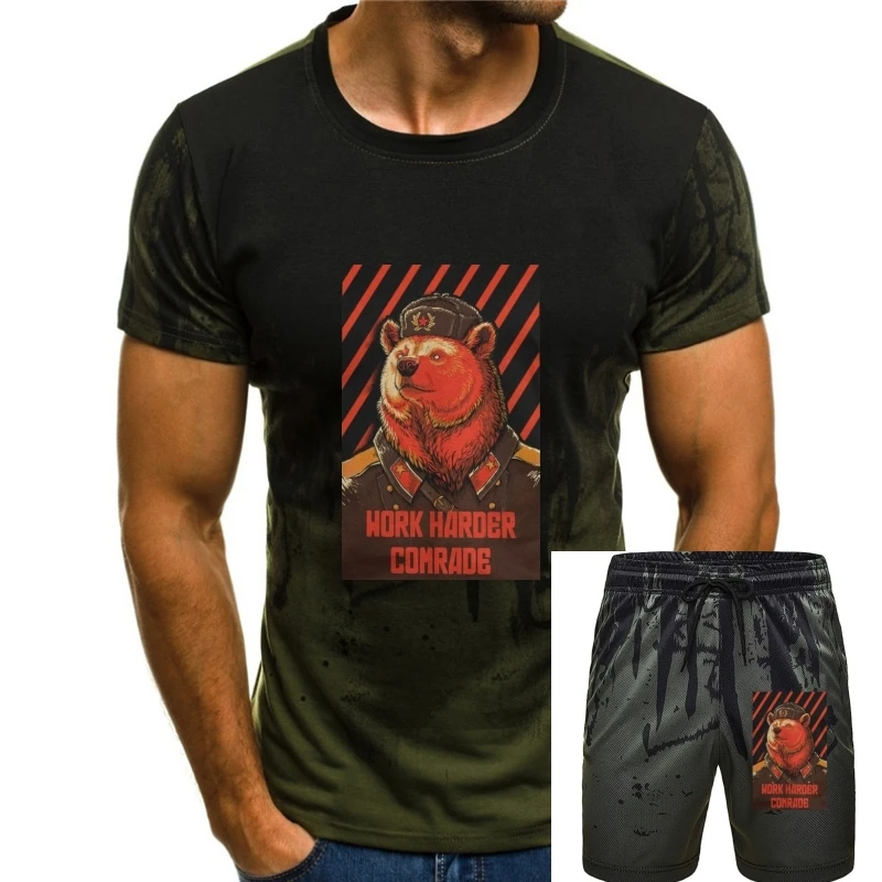 

Vote Soviet Bear Russian Bear Meme The Soviet Union T Shirt Men CottonT-Shirts Communist Ussr Comrades Tee Short Sleeve Tops