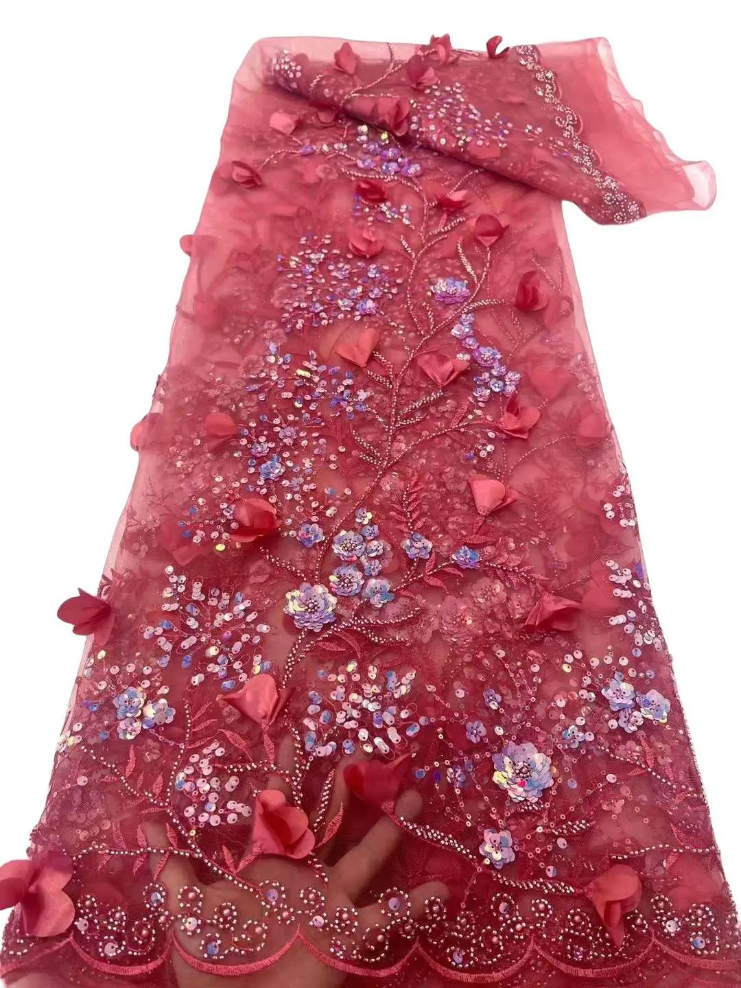 

Классическая ткань высокого качества 3D Элегантный африканский тюль сетка с камнями кружево для свадебного платья NN3138_R