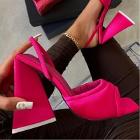 square toe sandals for women triangle high heels women luxury shoes peep toe slingback sandals sandaleas de mujer plus size 42