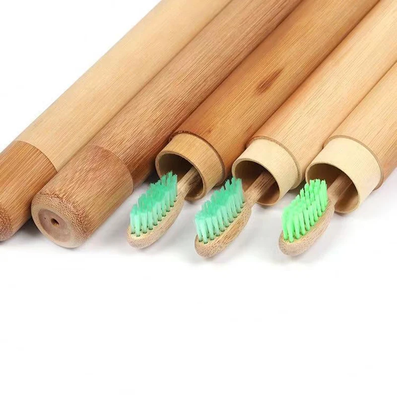

Natural Eco Friendly Bamboo Toothbrush Travel Case Reusable Bamboo Portable Travel holder set Washable BPA Free bamboo case